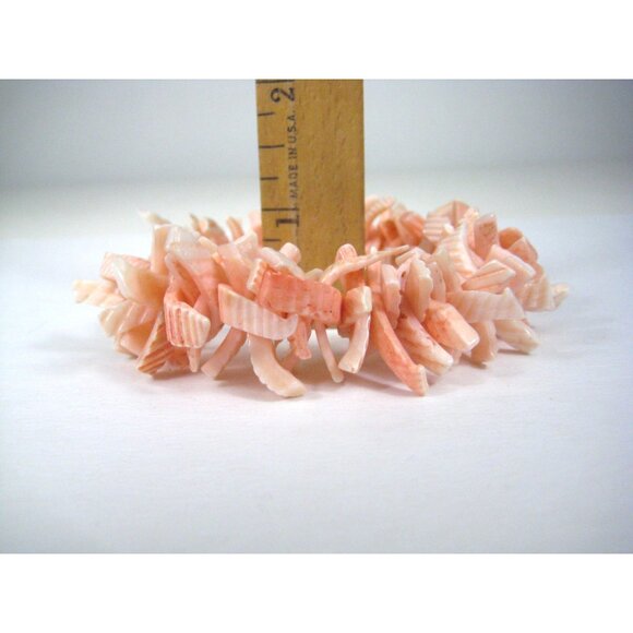 Pink Shell Bracelet Vintage Chunky Beaded Summer Ocean Sea Beach Bangle - Picture 6 of 9